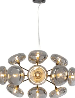 Lampa Wisząca Nowoczesna Klosze Szklane Przydymione Lustrzane 70x44 Cm