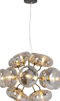 Lampa Wisząca Nowoczesna Klosze Szklane Przydymione Lustrzane 70x44 Cm