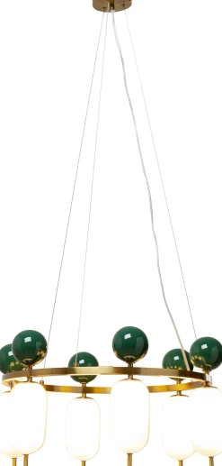 Lampa Wisząca Nowoczesna Złota Klosze Szklane Białe Ø68 Cm