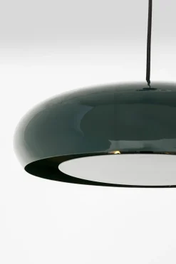 Lampa Wisząca Okrągła Ciemnozielona Stal Emaliowana Ø38 Cm