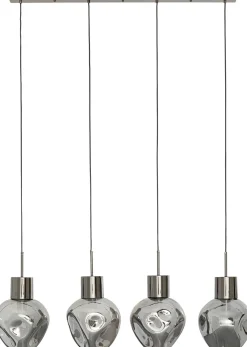Lampa Wisząca Przydymiona 4L Stal I Szkło 110 Cm