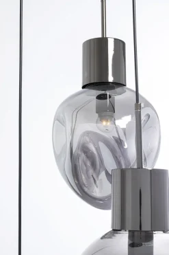 Lampa Wisząca Przydymiona 3L Stal I Szkło Ø45x160 Cm