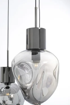 Lampa Wisząca Przydymiona 5L Stal I Szkło Ø50x160 Cm