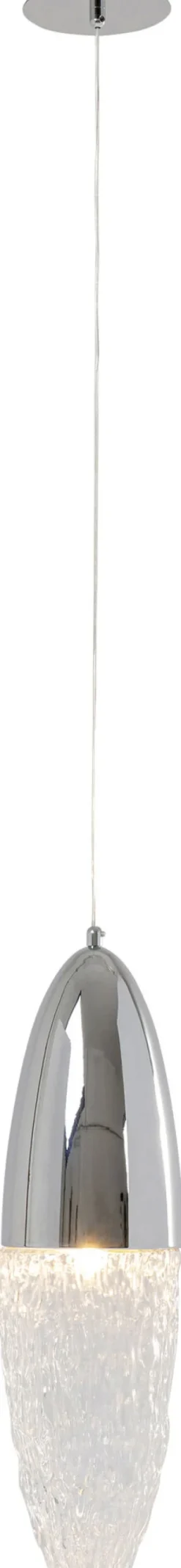 Lampa Wisząca Stal Chromowana Klosz Szklany Transparentny Ø17x60 Cm