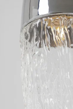 Lampa Wisząca Stal Chromowana Klosz Szklany Transparentny Ø17x60 Cm