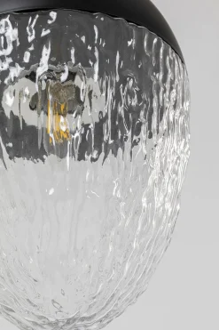 Lampa Wisząca Stal Czarna Klosz Szklany Transparentny Ø20x30 Cm
