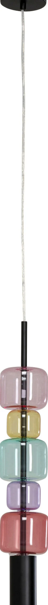 Lampa Wisząca Stal Czarna I Kolorowe Szkło Ø10x61 Cm