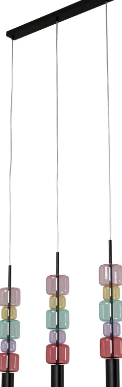 Lampa Wisząca Stal Czarna I Kolorowe Szkło 70x61 Cm