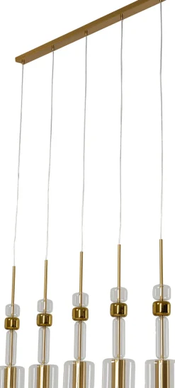 Lampa Wisząca Stal I Szkło Kolor Transparentny I Złoty 103x60 Cm