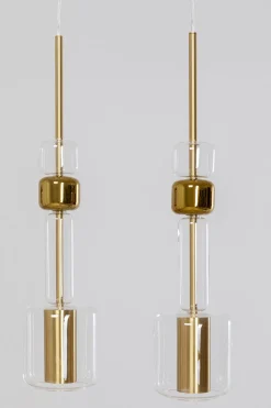 Lampa Wisząca Stal I Szkło Kolor Transparentny I Złoty 103x60 Cm