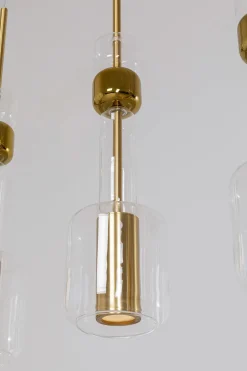 Lampa Wisząca Stal I Szkło Kolor Transparentny I Złoty 103x60 Cm