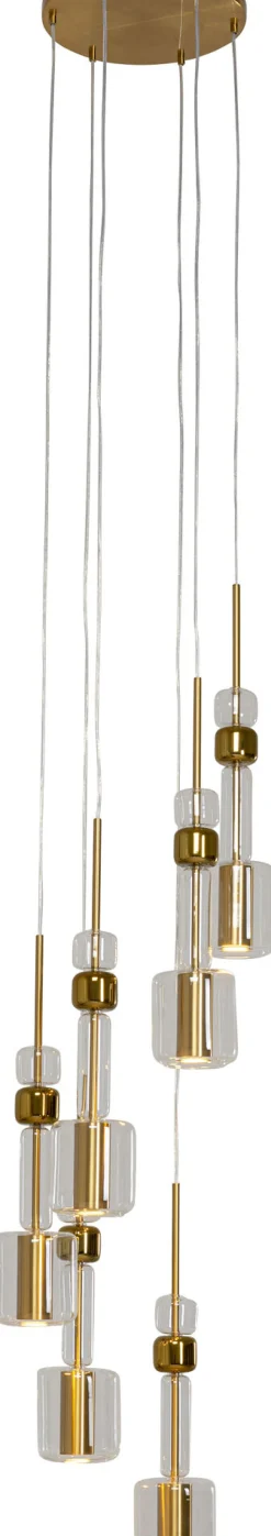 Lampa Wisząca Stal I Szkło Kolor Transparentny I Złoty Ø44x160 Cm