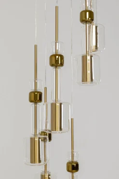Lampa Wisząca Stal I Szkło Kolor Transparentny I Złoty Ø44x160 Cm