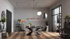 Lampa Wisząca Szklane Klosze Czarna 155x138 Cm