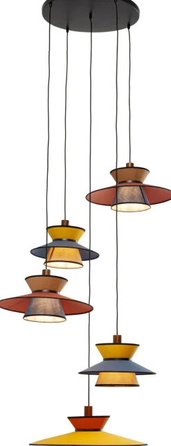 Lampa Wisząca Z Kolorowymi Kloszami Podsufitka Czarna Ø87 Cm