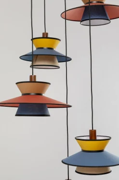 Lampa Wisząca Z Kolorowymi Kloszami Podsufitka Czarna Ø87 Cm
