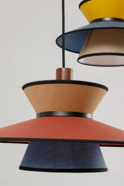 Lampa Wisząca Z Kolorowymi Kloszami Podsufitka Czarna Ø87 Cm