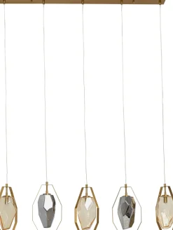 Lampa Wisząca Złota Klosze Szklane 5xG9 110 Cm