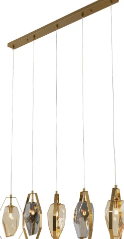 Lampa Wisząca Złota Klosze Szklane 5xG9 110 Cm