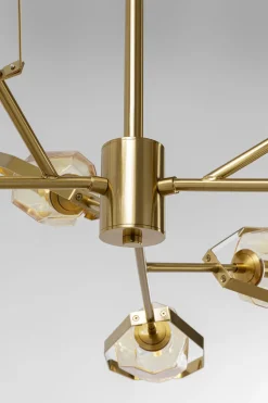 Lampa Wisząca Złota Klosze Szklane 9xG9 Ø106 Cm
