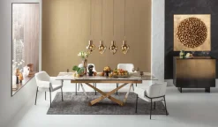 Lampa Wisząca Złota 4L Stal I Szkło 110 Cm