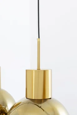 Lampa Wisząca Złota 4L Stal I Szkło 110 Cm
