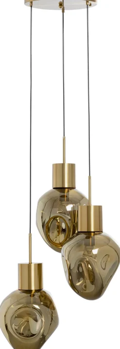 Lampa Wisząca Złota 3L Stal I Szkło Ø45x160 Cm