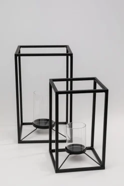 Latarenki Czarne Loft Stalowe 2-set