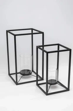Latarenki Czarne Loft Stalowe 2-set