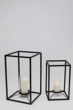 Latarenki Czarne Loft Stalowe 2-set