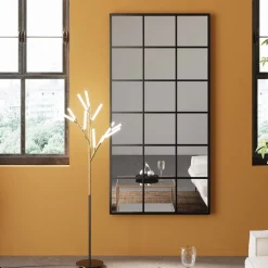 Lustro Czarne Duże Rama Stalowa Loft 90x180 Cm