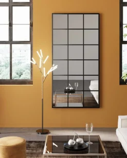 Lustro Czarne Duże Rama Stalowa Loft 90x180 Cm