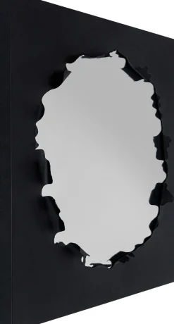 Lustro Do Salonu Czarne Stalowe Efekt Eksplozji 90x90 Cm