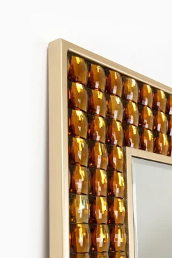 Lustro Glamour Do Salonu Złote Stal I Szkło 80x180 Cm