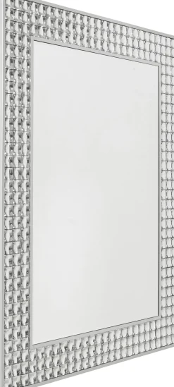 Lustro Glamour Do Salonu Srebrne Stal I Szkło 80x100 Cm