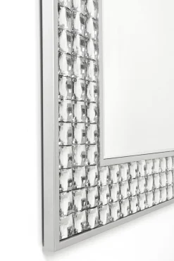Lustro Glamour Do Salonu Srebrne Stal I Szkło 80x100 Cm