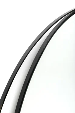 Lustro Wiszące Do Salonu Rama Czarna Ze Stali Ø80 Cm
