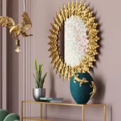 Lustro Wiszące Leaves Gold Ø76 Cm Złote