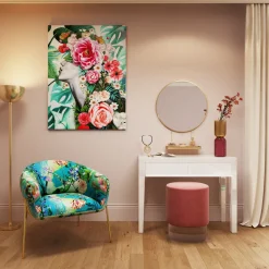 Lustro Wiszące Z Półką Art ∅60 Cm Złote