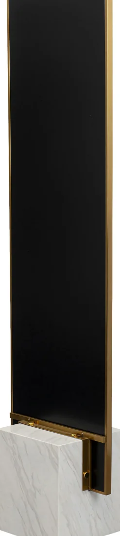 Lustro Ze Złotą Ramą 46x180 Cm Podstawa Z Marmuru Biała