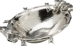 Misa Dekoracyjna Srebrna Z Aluminium Motyw Słoni 47x35 Cm