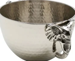 Misa Dekoracyjna Srebrna Z Aluminium Uchwyty Z Motywem Słonia 23x18 Cm