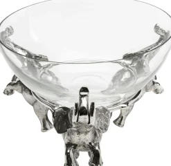 Misa Dekoracyjna Transparentne Szkło I Srebrne Aluminium 32x32 Cm Słonie