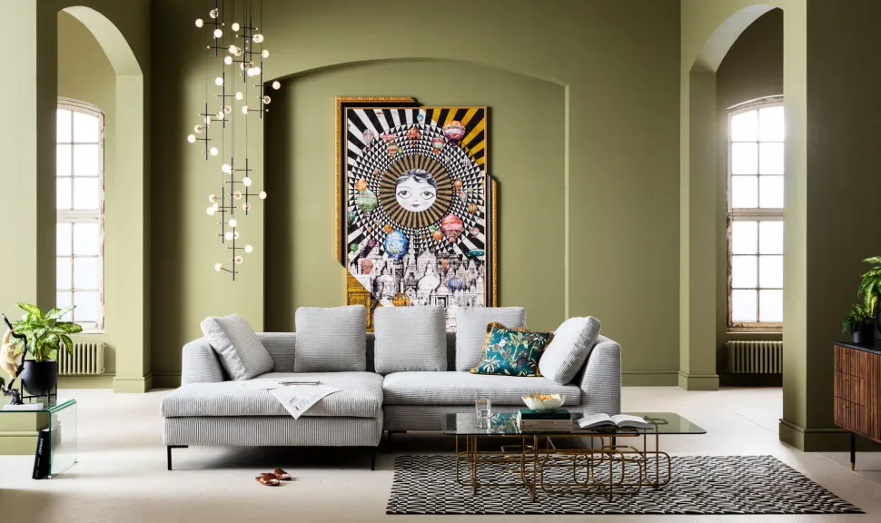 Narożnik Gianni Cord 290x167 Cm Szary Lewy