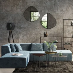 Narożnik Infinity Velvet 306x182 Cm Niebieski Lewy