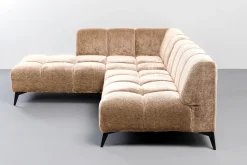 Narożnik Lewy Kremowy Nogi Czarne 250x200 Cm