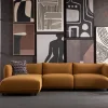 Narożnik Lewy W Kolorze żółtym Tkanina Pluszowa 302x160 Cm