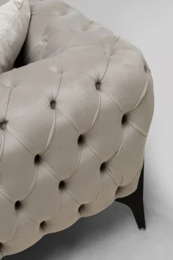Narożnik Lewy Welurowy Pikowany Taupe Glamour 240x180 Cm Nogi Czarne