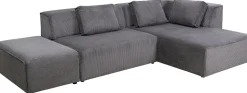 Narożnik Modułowy Sztruksowy Szary Prawy 306x182 Cm