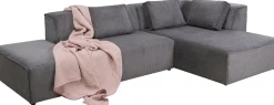 Narożnik Modułowy Sztruksowy Szary Prawy 306x182 Cm